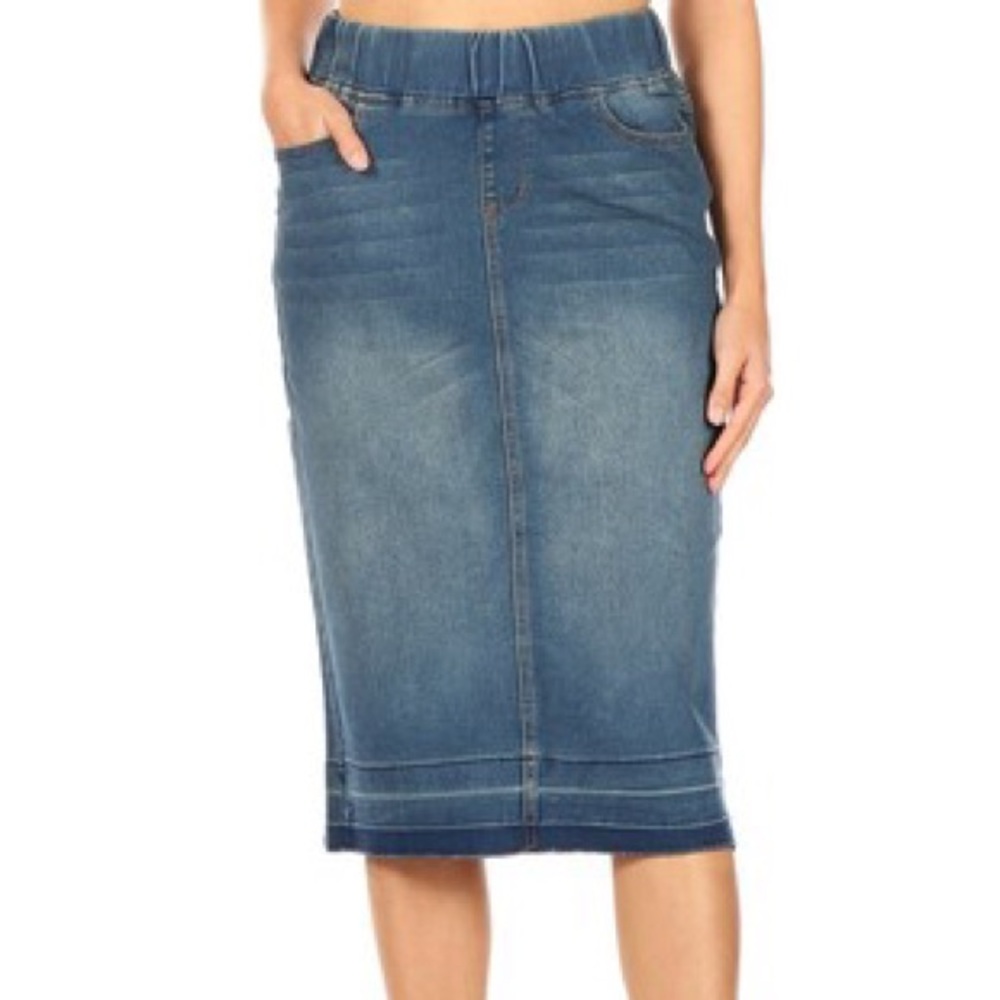 NWT Be-Girl Stretch Denim Washed Effect Pencil Skirt XS-3X